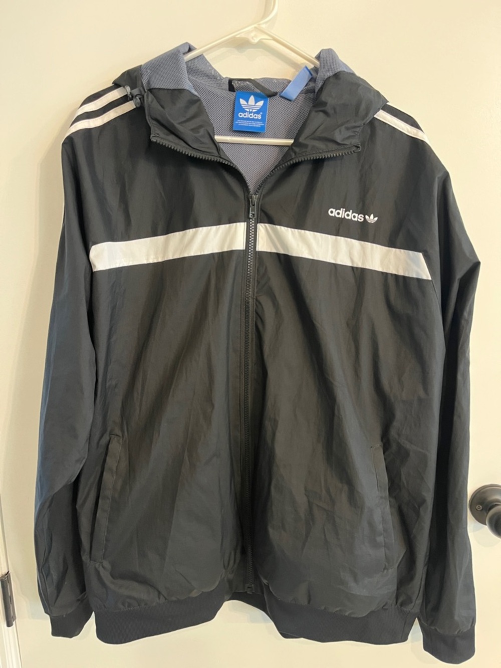Men’s size XL Full Zip Hooded Adidas Windbreaker Jacket